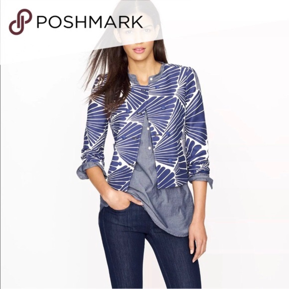 NWT J.crew Fanfare Seashell Print Blazer 00 $168